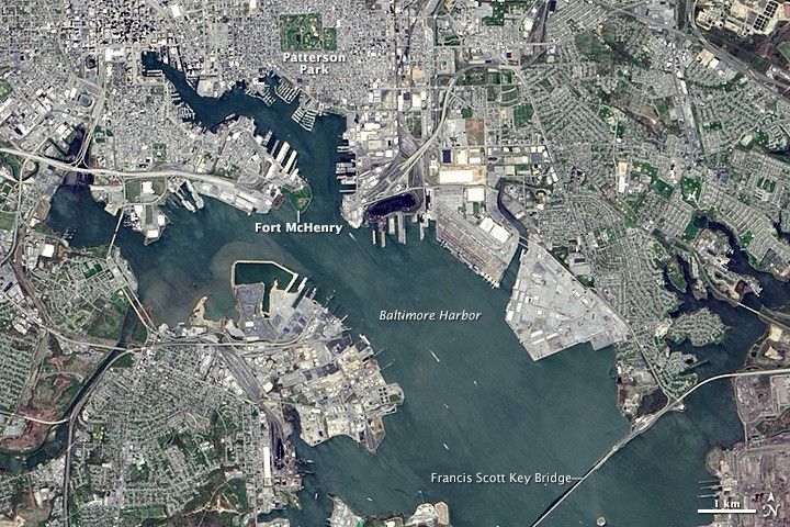 Le satellite Landsat 8 capture Baltimore, berceau de l&rsquo;hymne américain