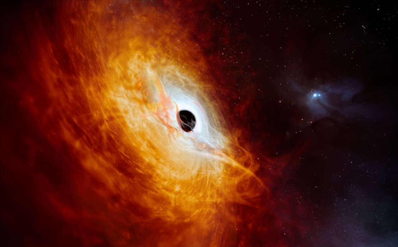 Galaxie naine Henize 2-10, connue pour abriter un trou noir central actif, dans une vue colorée du télescope Hubble.