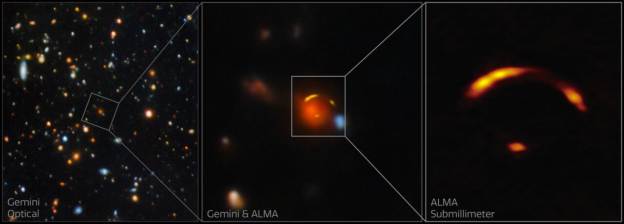 Représentation de la galaxie Shadow Blaster, source suspectée d'un neutrino de haute énergie.
