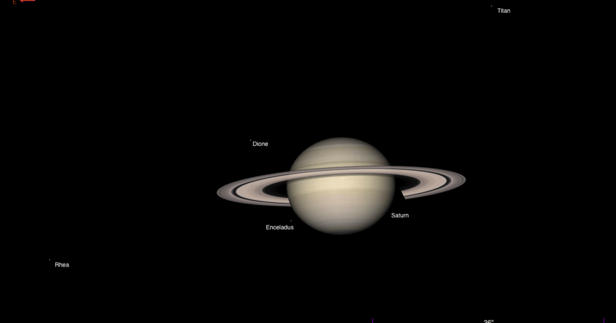 La lune Dioné de Saturne traverse son pôle nord observable