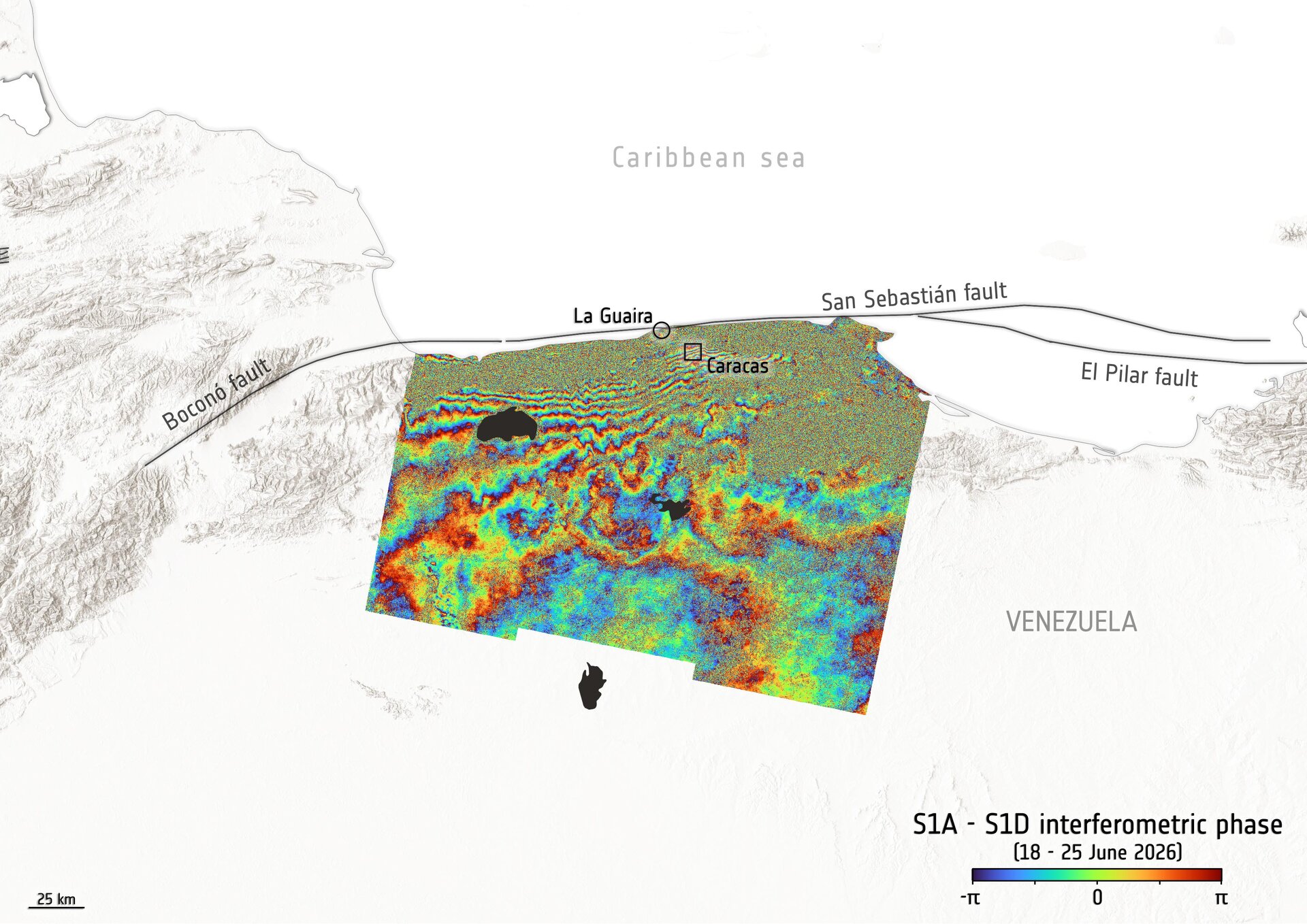 Sentinel-1 révèle des déplacements de sol après les séismes au Venezuela
