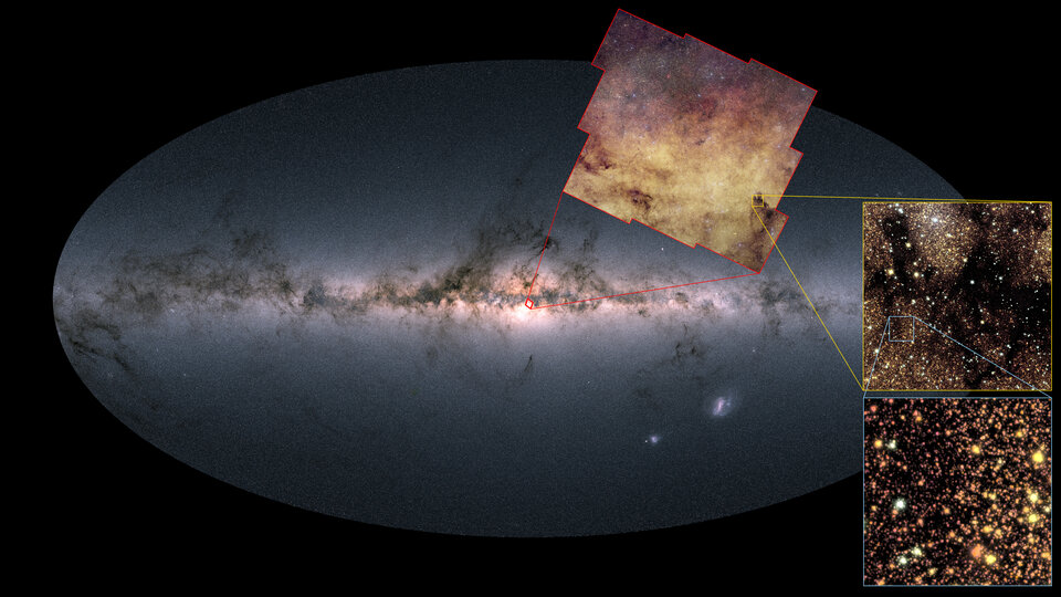 Détail d'une région dense du centre galactique, mettant en évidence la résolution stellaire d'Euclid.