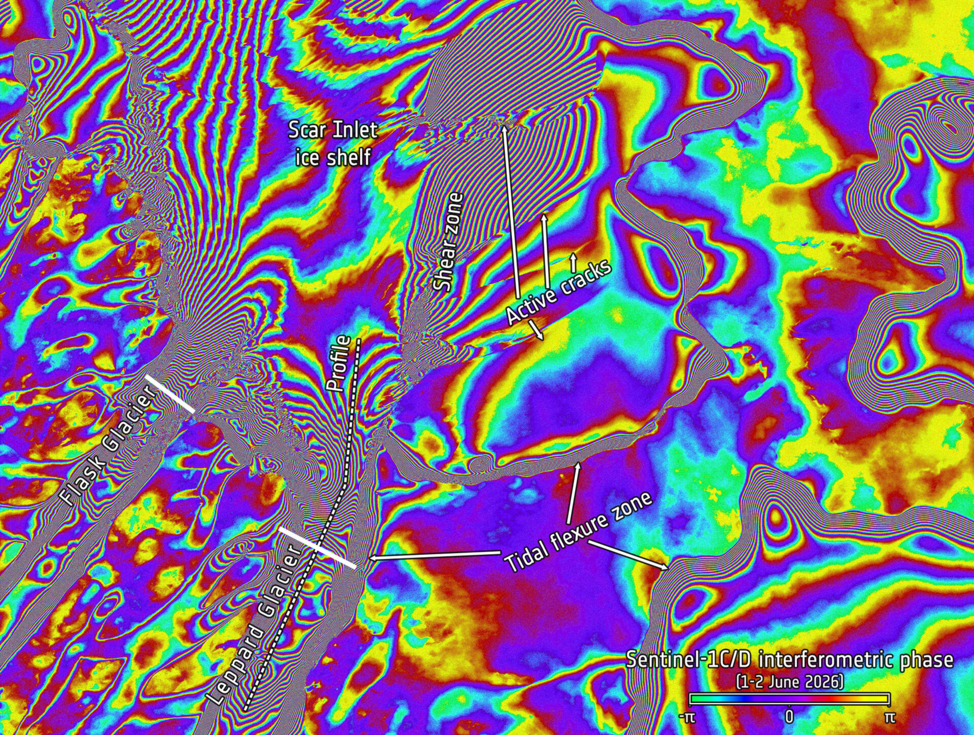 Des satellites Sentinel-1 en tandem mesurent 30 ans d&rsquo;écoulement de la glace