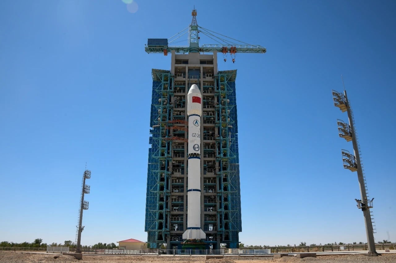 Vue aérienne du site de lancement spatial de Wenchang sur l'île de Hainan, Chine.